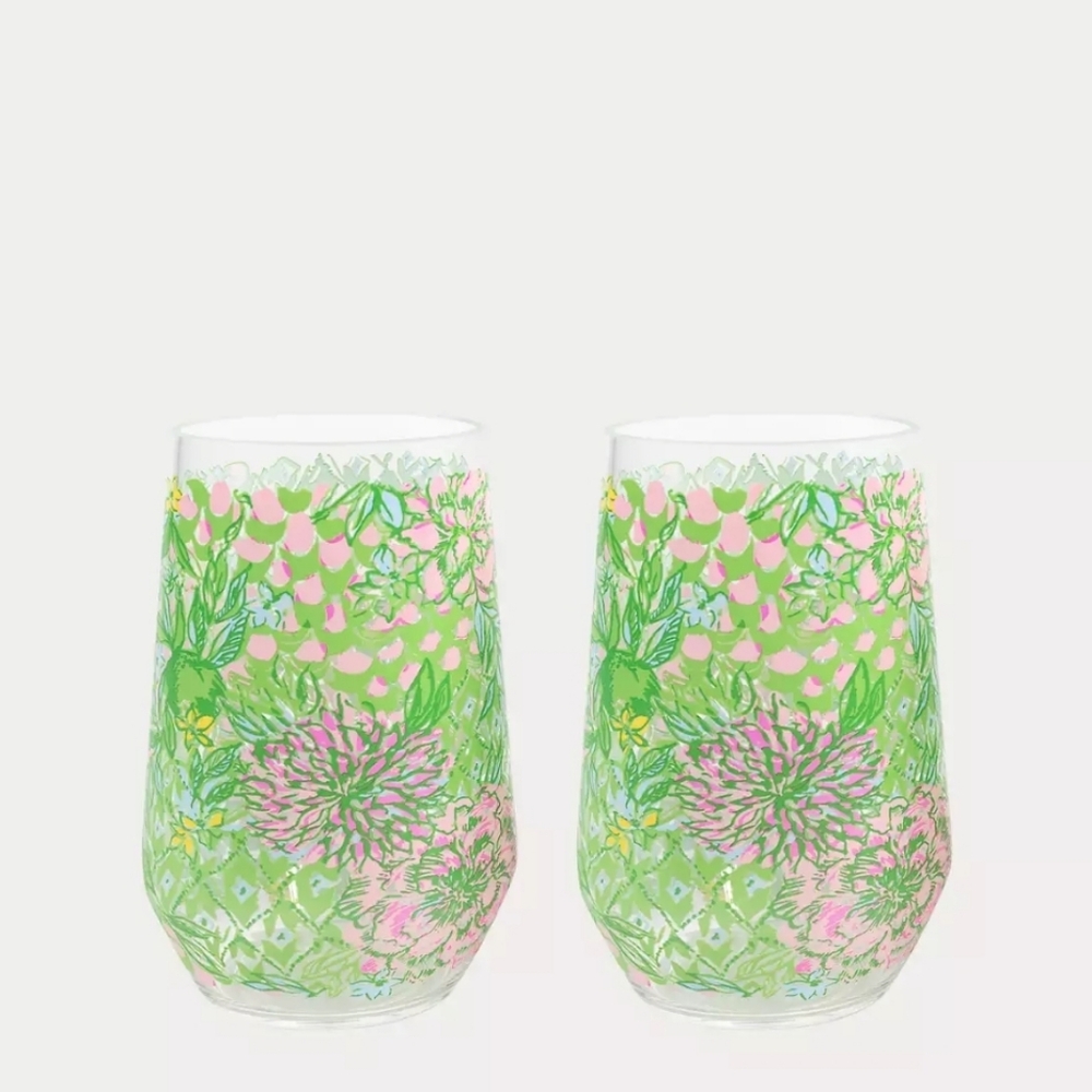 LILLY PULITZER 
Acrylic Wine Glass Set